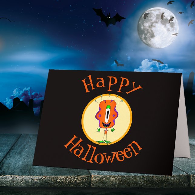 Funny, Monster, Halloween Card (Hey! Take a look at this most awesome cartoon monster Halloween greeting card!)