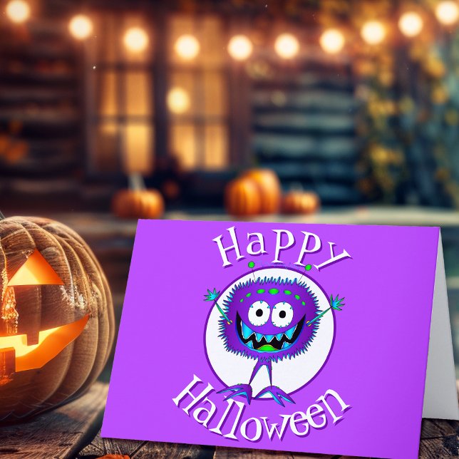 Funny, Monster, Halloween Card (Check out this most excellent cartoon monster Halloween card!)