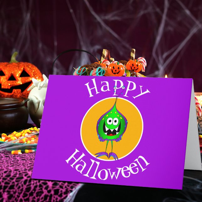Funny, Monster, Halloween Card (Take a look at this very cool cartoon monster Halloween greeting card!)