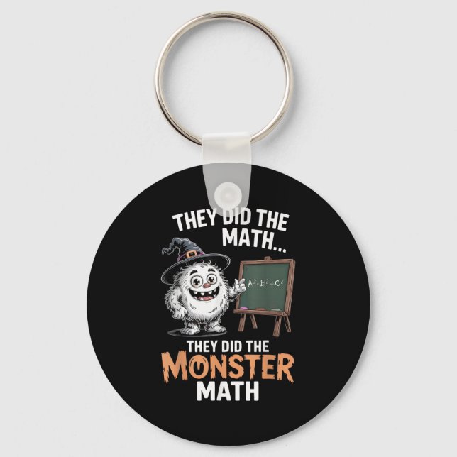 Funny Monster Math Teacher Halloween Yeti Costume  Key Ring (Front)