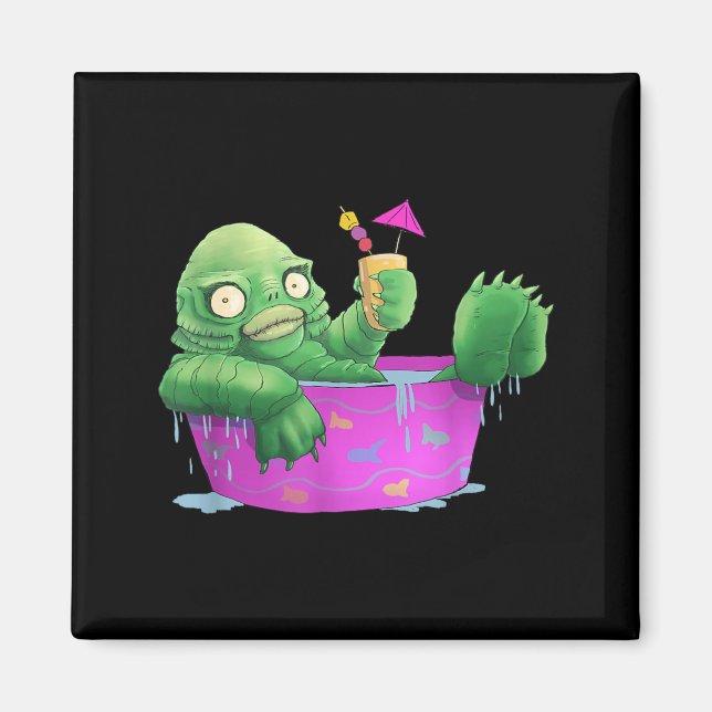 Funny Monster Party Lagoon Creature Halloween Magnet (Front)