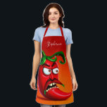 Funny Monster Red Hot Chilli Pepper  Apron<br><div class="desc">Funny angry chilli pepper character.</div>