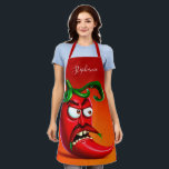 Funny Monster Red Hot Chilli Pepper  Apron<br><div class="desc">Funny angry chilli pepper character.</div>