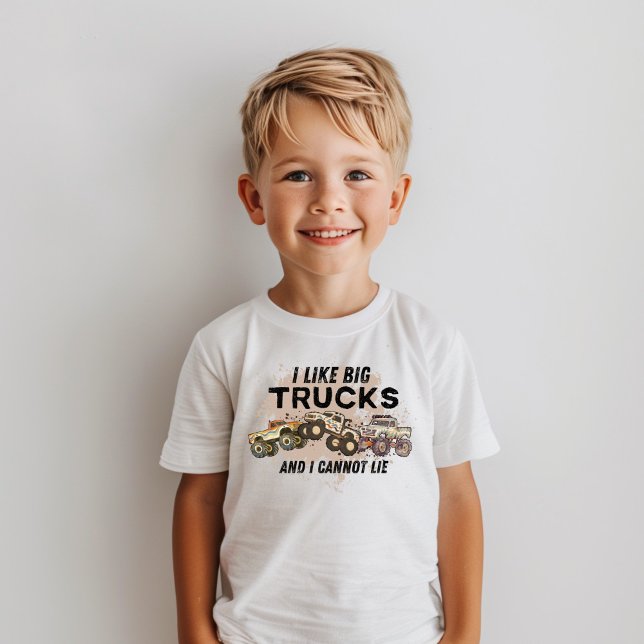 Funny Monster Truck Boys Modern Typography T-Shirt (Creator Uploaded)