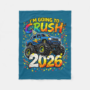 Funny Monster Truck New Years Kids Crush 2026 Part Fleece Blanket