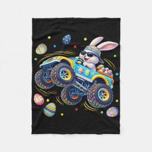 Funny Monster Truck Rabbit Easter Men Boy Toddler Fleece Blanket