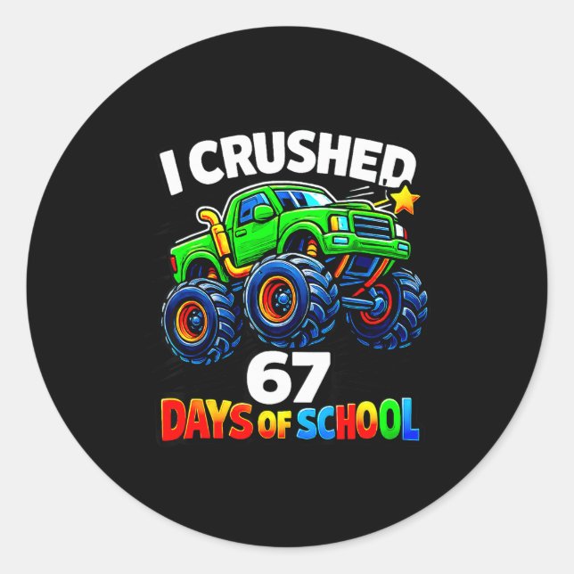 Funny Monster Truck Six Seven Meme Boys Kids Schoo Classic Round Sticker (Front)