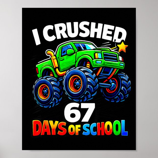 Funny Monster Truck Six Seven Meme Boys Kids Schoo Poster (Front)