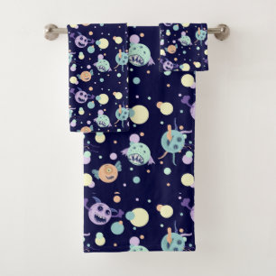 Funny monsters bath towel set