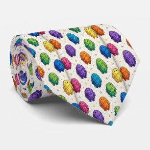 Funny Monsters Faux Silk Furry Creatures Tie