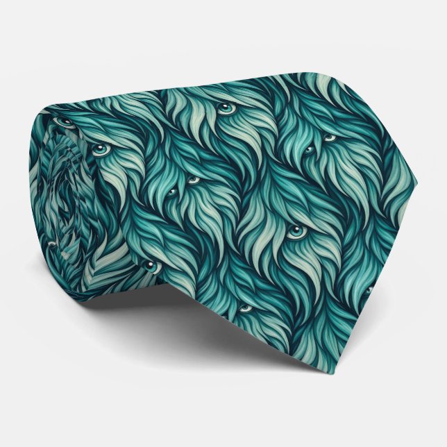 Funny Monsters Faux Silk | Furry Creatures Tie (Rolled)