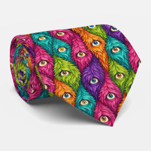 Funny Monsters Faux Silk Furry Creatures Tie