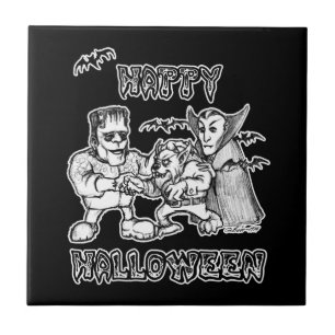 Funny Monsters - Happy Halloween Ceramic Tile