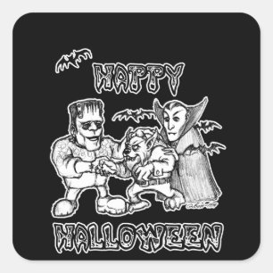 Funny Monsters - Happy Halloween Square Sticker