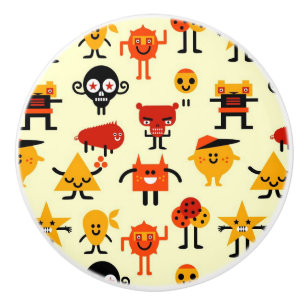 Funny monsters pattern ceramic knob