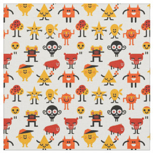 Funny monsters pattern fabric