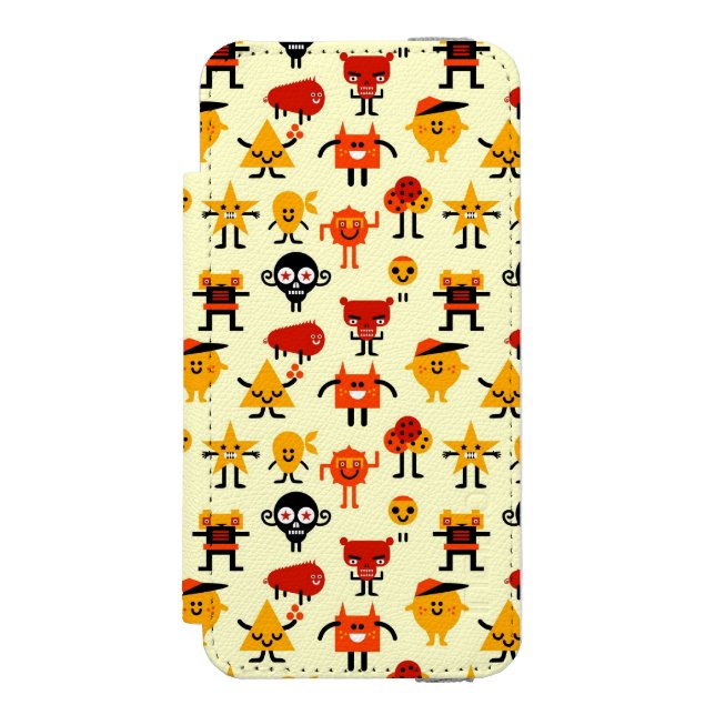 Funny monsters pattern incipio iPhone wallet case (Folio Front)