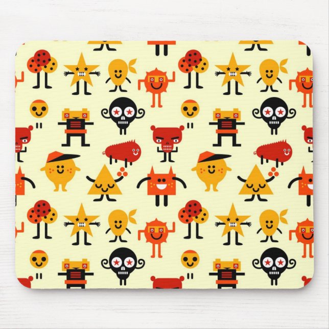 Funny monsters pattern mouse pad (Front)