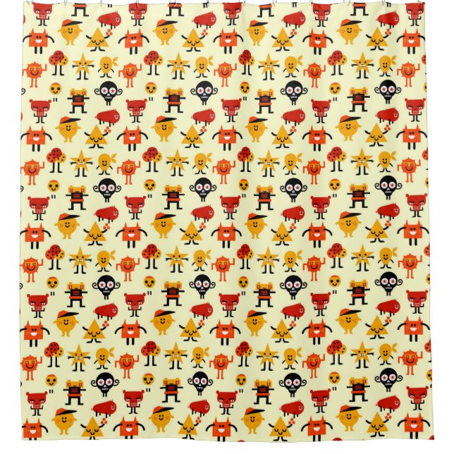 Funny monsters pattern shower curtain (Front)