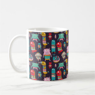 Funny monsters seamless pattern coffee mug
