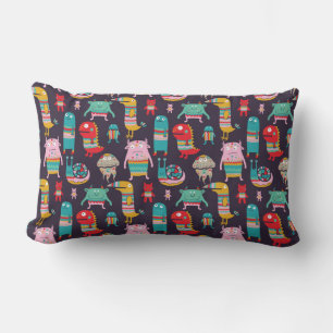 Funny monsters seamless pattern lumbar cushion