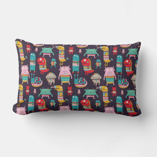 Funny monsters seamless pattern lumbar cushion (Front)