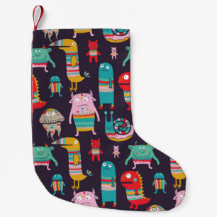 Funny monsters seamless pattern small christmas stocking