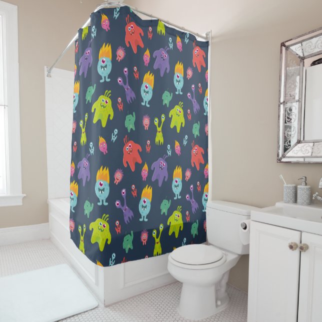 Funny Monsters Shower Curtain (In Situ)