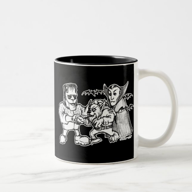 Funny Monsters Two-Tone Coffee Mug (Right)