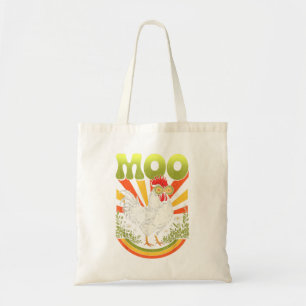 Funny Moo Chicken Graphic Men Women Farm Animal Tote Bag