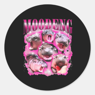 Funny Moo-deng Ba Classic Round Sticker
