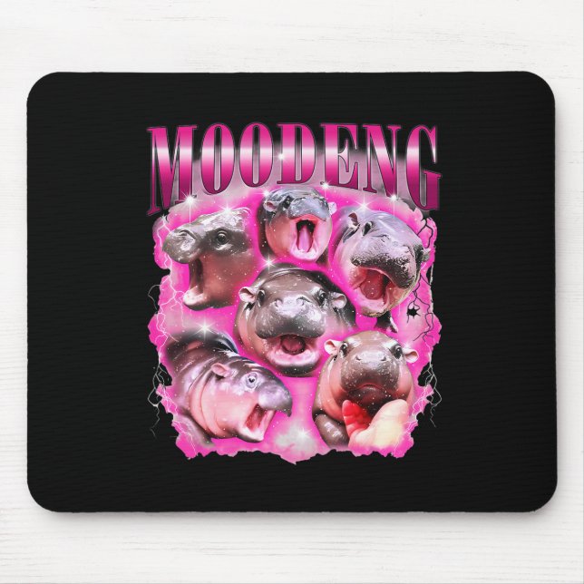 Funny Moo-deng Ba  Mouse Pad (Front)