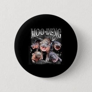 Funny Moo-deng Baby Pygmy Hippo Cute Zoo For Famil 6 Cm Round Badge
