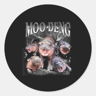 Funny Moo-deng Baby Pygmy Hippo Cute Zoo For Famil Classic Round Sticker
