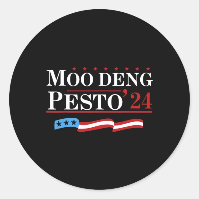 Funny Moo Deng Pesto 24 Penguin Ba  Classic Round Sticker (Front)