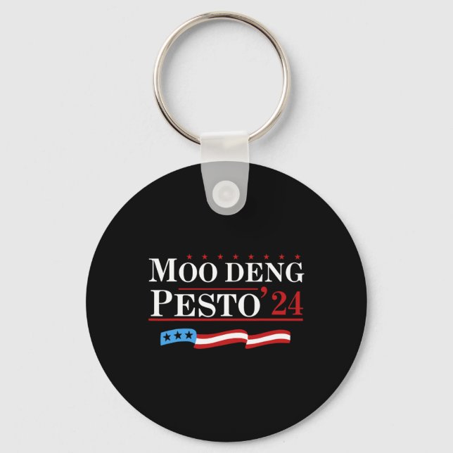 Funny Moo Deng Pesto 24 Penguin Ba  Key Ring (Front)