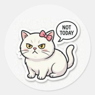  Funny Mood Cat Aesthet Classic Round Sticker