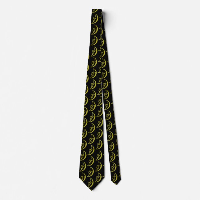 Funny Moon Face Pattern Tie (Front)