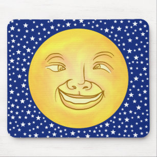 Funny Moon Man Outer Space Vintage Mouse Pad