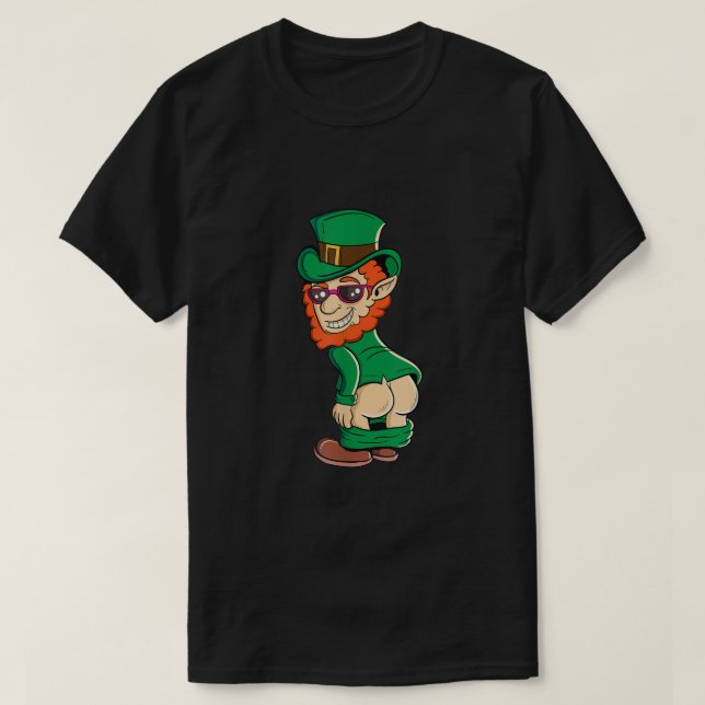Funny Mooning Leprechaun Butt St Patricks Day Iris T-Shirt (Design Front)