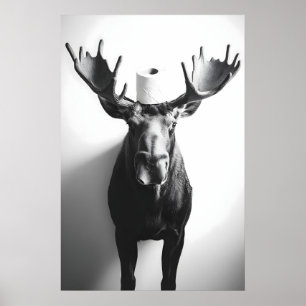 Funny Moose Bathroom Print Vintage Toilet Paper