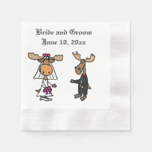 Funny Moose Bride and Groom Napkin