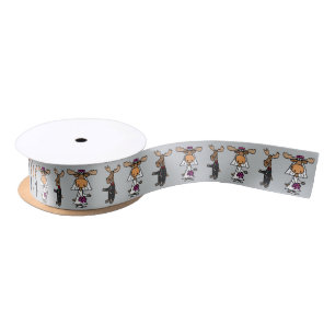 Funny Moose Bride and Groom Wedding Ribbon Satin Ribbon