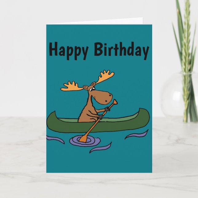 Funny Moose Canoeing Design Card (Front)