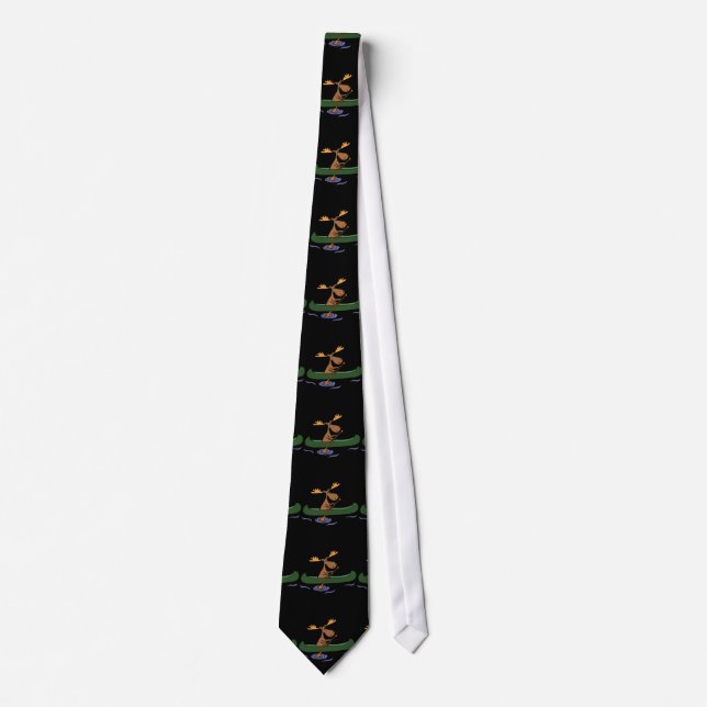 Funny Moose Canoeing Design Tie (Front)