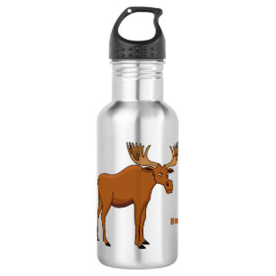 Funny moose cartoon illustration 532 ml water bottle