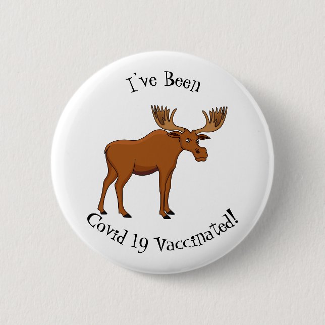 Funny moose cartoon illustration 6 cm round badge (Front)