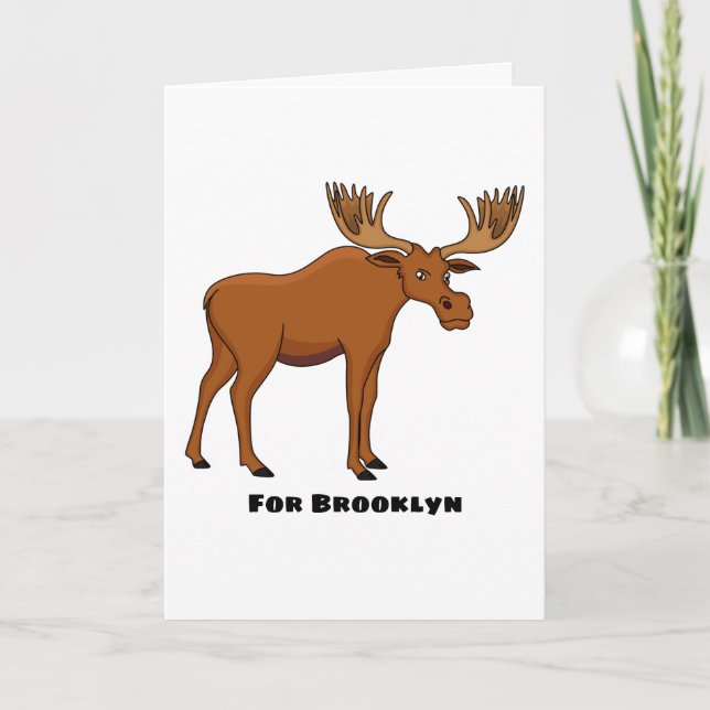 Funny moose cartoon illustration  card (Front)