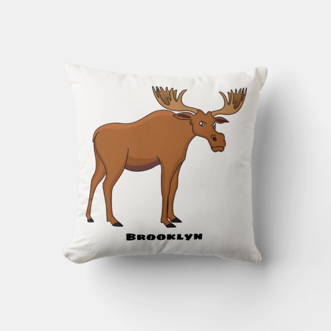 Funny moose cartoon illustration  cushion (Front)