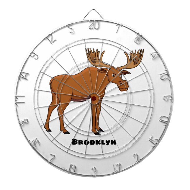 Funny moose cartoon illustration dartboard (Front)